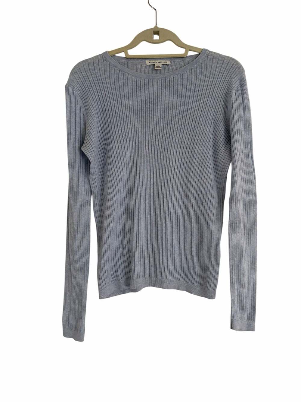 Banana Republic 100% Cotton Ribbed Knit Crewneck Sweater Coastal Minimalist